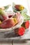 Prickly pear fruit on bowl