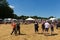Priddy Folk Festival Somerset with people in beautiful summer weather