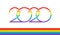 Pride 2020 text logo and rainbow flag for Pride events in 2020 - vector illustration