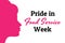 Pride in Food Service Week concept banner with female silhouette. Template for background, banner, card, poster with