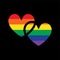 Pride interlocking rainbow hearts