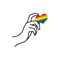 Pride LGBT Rainbow Heart and Female hand in a minimal linear trendy style. Vector Illustration