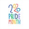 Pride Month 2020. Month of sexual diversity celebrations. Hand-lettered logo