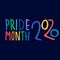 Pride Month 2020. Month of sexual diversity celebrations. Hand-lettered logo dark blue background