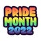 Pride month 2022 handwritten text. Support lgbtq+ community. Vector design for sticker, banner, print, card, pin