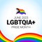 Pride month 2023 concept. Freedom rainbow flag, gay parade annual summer event. Design template for flyer, card, poster, banner,