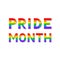 Pride Month colorful lettering. Letters in colors of rainbow LGBT community flag on black background. LGBTQ rights concept. Symbol