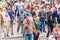 Pride parade event in action on Gedimino street in Vilnius. The opponents of the parade going aside of the demonstrators and