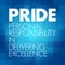 PRIDE - Personal Responsibility In Delivering Excellence acronym, concept background