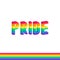 Pride text isometric with rainbow flag