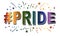 Pride text rainbow banner Vector illustration