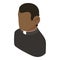 Priest african american icon, isometric 3d style