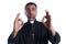 Priest with ok finger hands sign