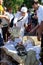 Priest performing traditional cremation ceremony on Bali, Indonesia