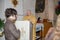 The priest pray and give an sermon from the lectern during ceremony or mass