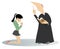 Priest and prayer woman in the kneels illustration