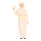 Priest white clothes icon, cartoon style