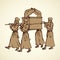 Priests carry the ark. Vector drawing