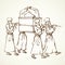 Priests carry the ark. Vector drawing