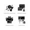 Primary education black glyph icons set on white space