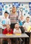 Primary Schoolchildren And Teacher At Desk