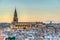 The Primate Cathedral of Saint Mary of Toledo dominating the skyline of the town, Spain