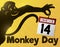 Primate holding Loose-leaf Calendar Celebrating Monkey Day in December, Vector Illustration