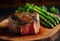 Prime Filet Mignon Steak. A steaming beef tenderloin steak is grilled