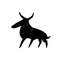 Primitive art. Silhouette of deer or bull. Stone Age tribal mural print