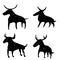 Primitive art. Silhouette of deer or bull. Stone Age tribal mural print