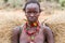 Primitive Hamar Lady in Omo Valley in Ethiopia