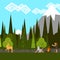 Primitive hunting in the woods flat style vector