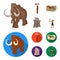 Primitive, mammoth, weapons, hammer .Stone age set collection icons in cartoon,flat style vector symbol stock
