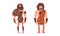 Primitive Man Character from Stone Age Wearing Animal Skin Vector Set