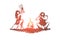 Primitive, people, bonfire, caveman, ancient concept. Hand drawn isolated vector.