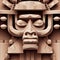 Primordial mysticism. enigmatic Mayan totem with primate countenance. Fictional image in ancient ethnic style. AI