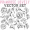 Primrose Lovely Vector Set with roses, branches, and leaves.