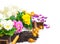Primroses, potting soil, petals