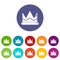 Prince crown icons set vector color