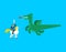 Prince and Dragon. Fairy Battle. Vector illustration