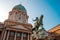 Prince Eugene of Savoy`s Equestrian Statue at Buda Castle in Budapest, Hungary