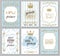 Prince frames. Cute boy party invitation shower or sweet photo borders for elegant blue decor of card vector templates