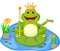 Prince frog cartoon presenting