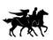Prince and princess riding horses black vector silhouette design