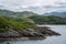 Prince`s Cairn, Lake Nan Uamh, picturesque bay in Scotland, UK