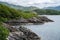 Prince`s Cairn, Lake Nan Uamh, picturesque bay in Scotland, UK