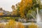 Princes Island Park autumn foliage scenery in downtown Calgary