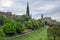 Princes Street Gardens Scottish Edinburgh with view at Scott monument