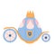 Princess carriage. Cute little brougham with crown on top. Flat illustration of fairytale wedding coach. Happy birthday, party,
