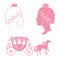 Princess and carriage with horse in pink color.
